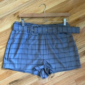 Missguided Gray Plaid Shorts